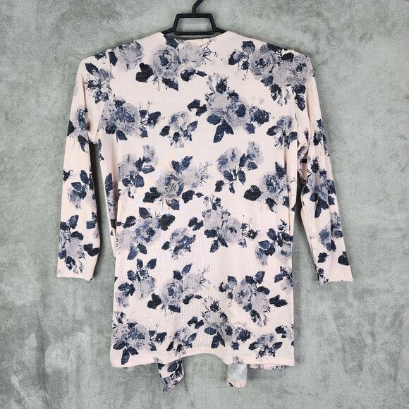 Womens Pink LuLaRoe Floral Print Open Front Cardigan w/ Pockets Size M - Picture 6 of 9